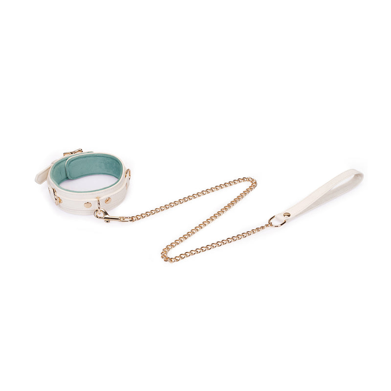 Boudoir Amor: White Collar with Gold Chain Leash