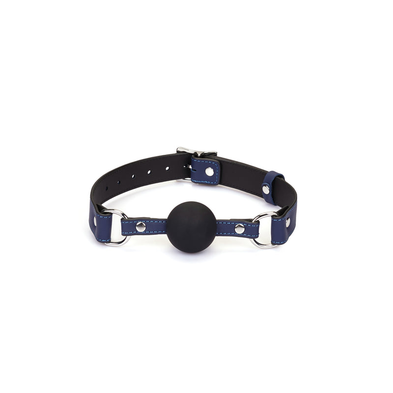 Cerulean Dominion: Silicone Ball Gag (1.7 inch diameter) with Leather Straps