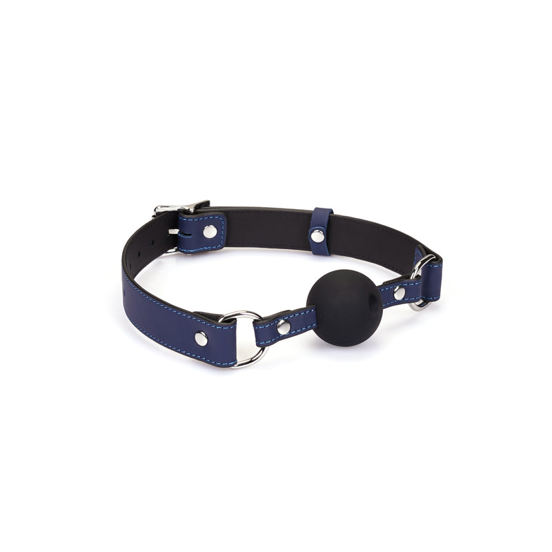 Cerulean Dominion: Silicone Ball Gag (1.7 inch diameter) with Leather Straps