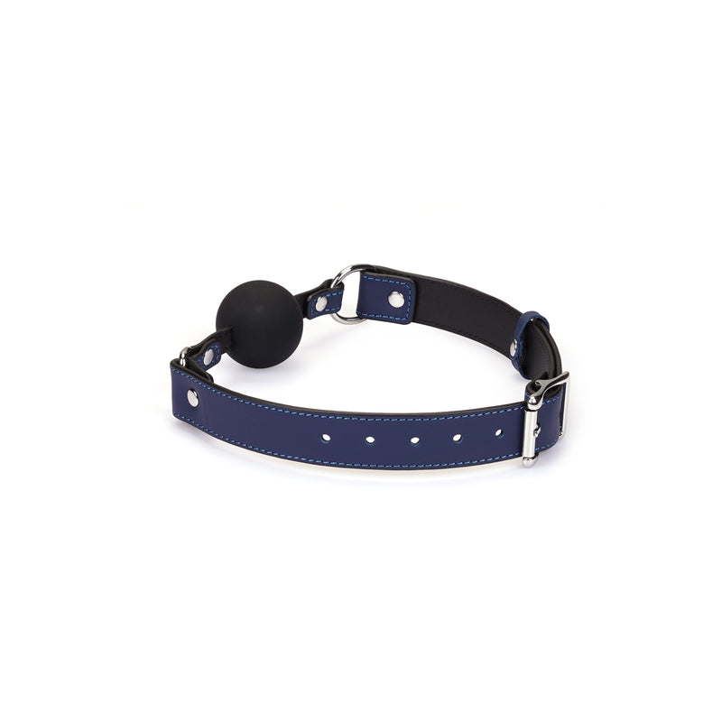 Cerulean Dominion: Silicone Ball Gag (1.7 inch diameter) with Leather Straps