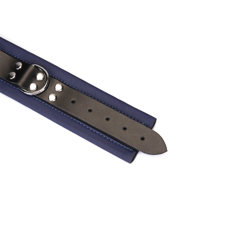 Cerulean Dominion: Blue Leather Ankle Cuffs with Silver Hardware