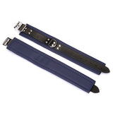 Cerulean Dominion: Blue Leather Ankle Cuffs with Silver Hardware
