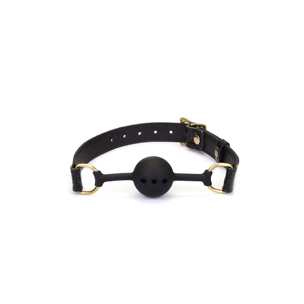 Crocodile Noir: Silicone Ball Gag (1.7 inch diameter) with Leather Straps