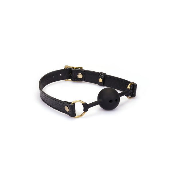 Crocodile Noir: Silicone Ball Gag (1.7 inch diameter) with Leather Straps