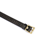 Crocodile Noir: Black Leather Collar with Chain Leash