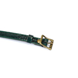 Limited Edition: Crocodile-effect Dark Green - Leather Blindfold with Bronze Buckle