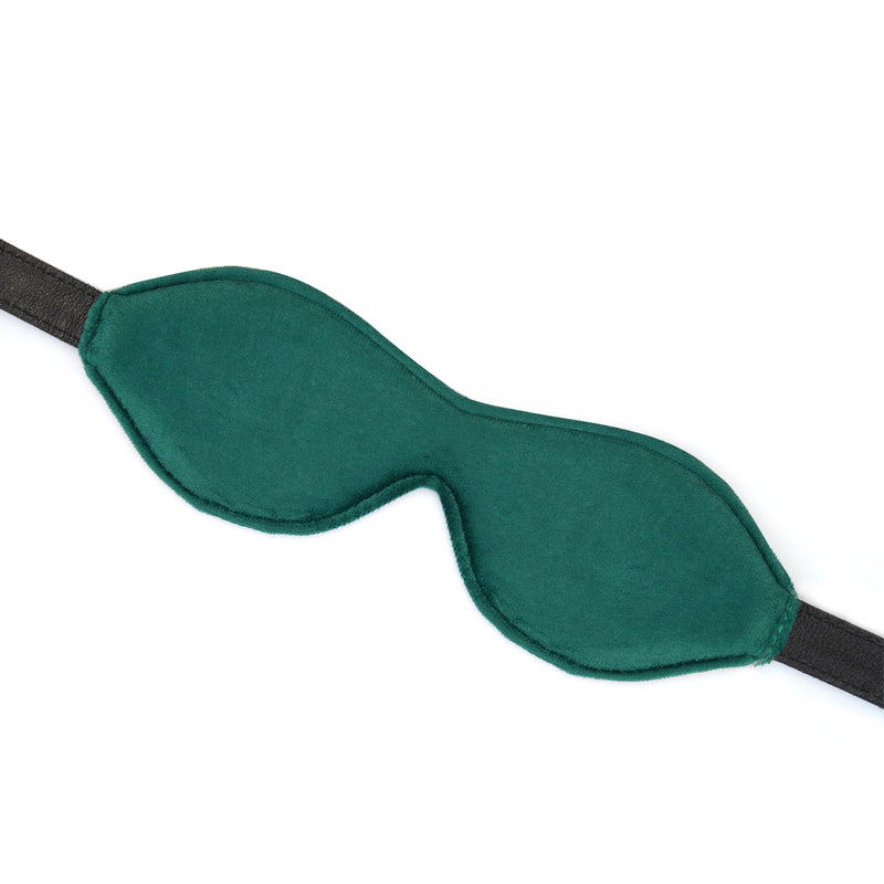 Limited Edition: Crocodile-effect Dark Green - Leather Blindfold with Bronze Buckle