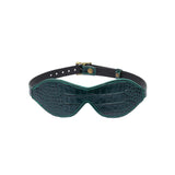 Limited Edition: Crocodile-effect Dark Green - Leather Blindfold with Bronze Buckle