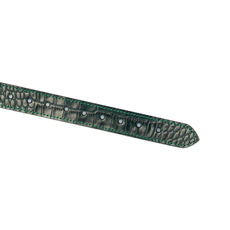 Limited Edition: Crocodile-effect Dark Green-Silicone Ball Gag (1.7 inch diameter) with Leather Straps