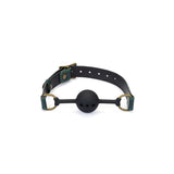 Limited Edition: Crocodile-effect Dark Green-Silicone Ball Gag (1.7 inch diameter) with Leather Straps