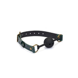 Limited Edition: Crocodile-effect Dark Green-Silicone Ball Gag (1.7 inch diameter) with Leather Straps