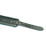Limited Edition: Crocodile-effect Dark Green- Leather Collar with Chain Leash
