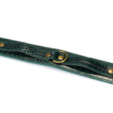 Limited Edition: Crocodile-effect Dark Green- Leather Collar with Chain Leash
