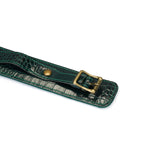 Limited Edition: Crocodile-effect Dark Green- Leather Collar with Chain Leash