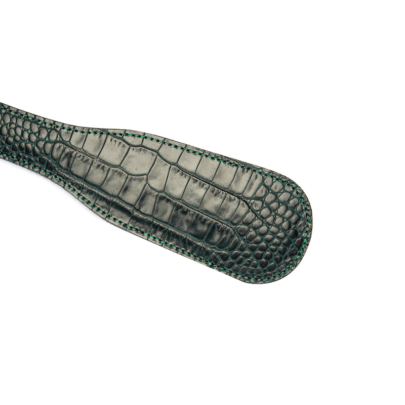 Limited Edition: Crocodile-effect Dark Green- Leather Paddle