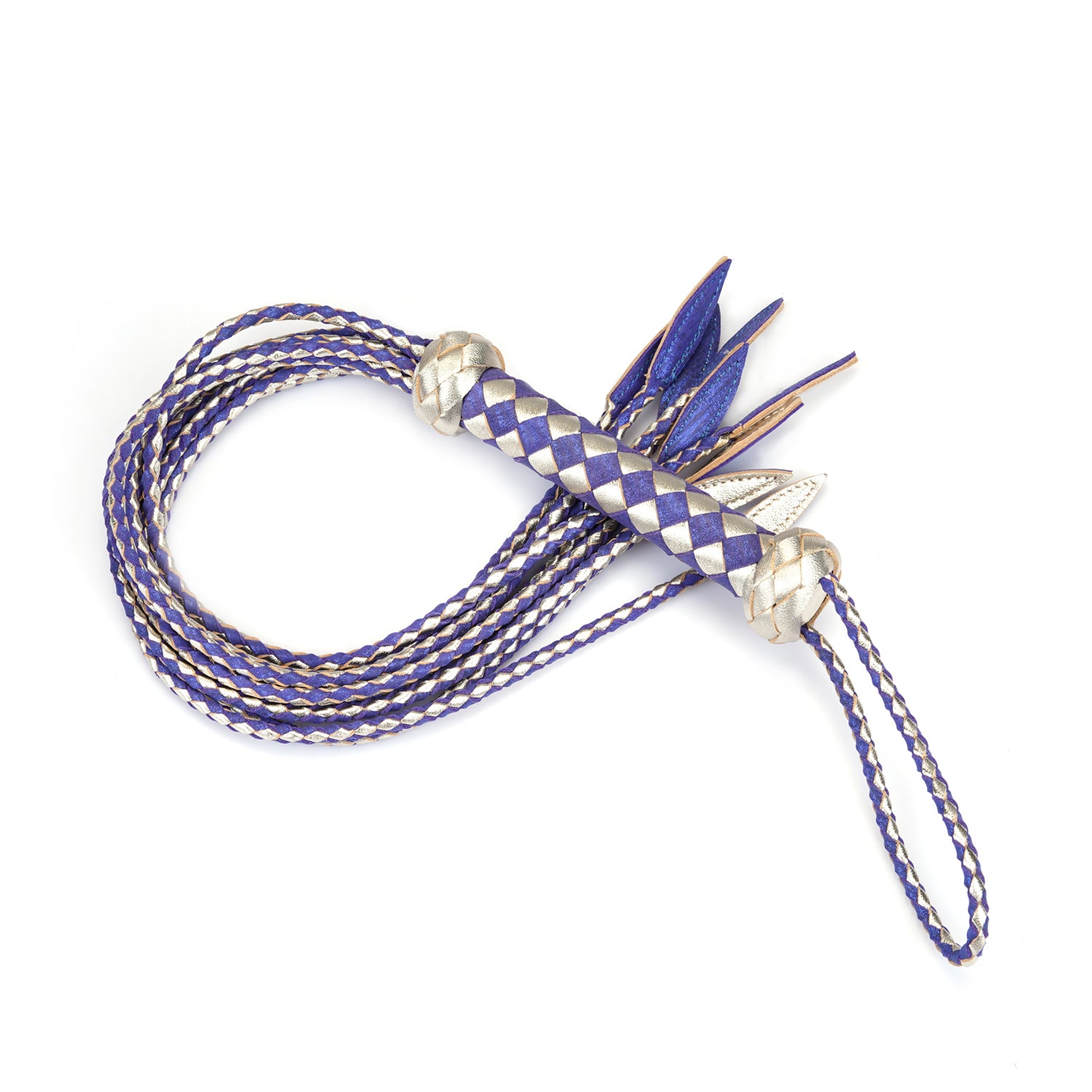 Blue and Silver Leather Cat O Nine Tails Whip – Liebe Seele