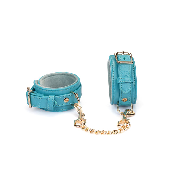 Blue Lamb leather wrist cuffs