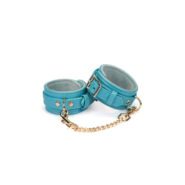 Blue Lamb leather ankle cuffs