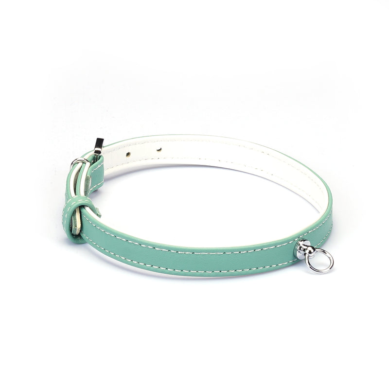 Liebe Seele premium leather choker in mint green with O-ring, perfect for dopamine fashion trend
