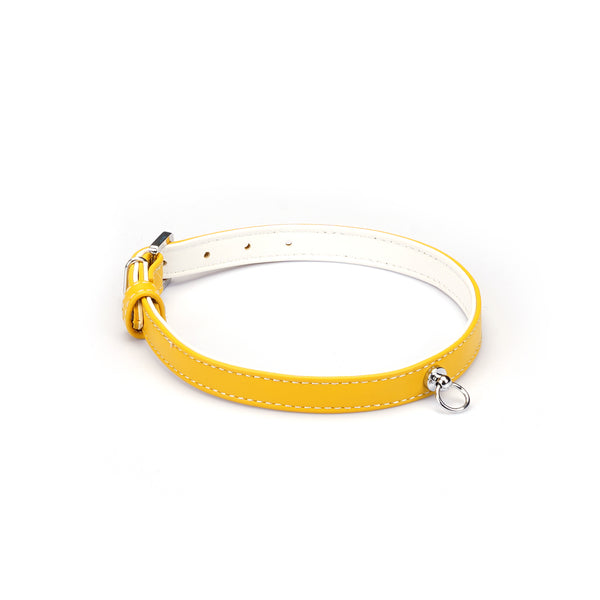 Liebe Seele premium yellow leather choker with O ring, suitable for daily wear and SM plays