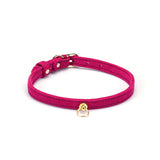 Liebe Seele rose red premium suede choker with gold-tone O-ring and adjustable buckle for fashion and bondage play