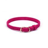 Liebe Seele premium rose red suede choker with gold O-ring for fashion and SM play