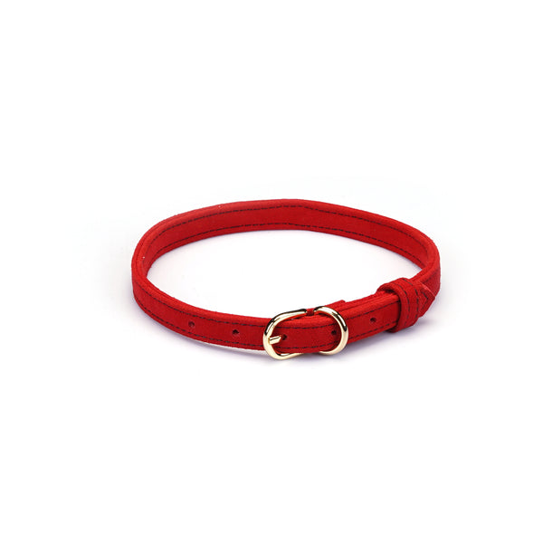 Liebe Seele Premium Suede Choker in bold red with O Ring for fashion and SM play