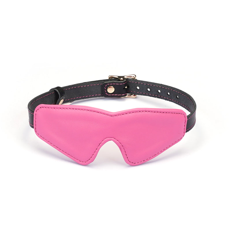 Italian Leather Blindfold - Rose Red