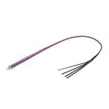 Japanese Professional Dominatrix Customized Bull Whip, 150cm long, with purple and black leather handle and black tassels