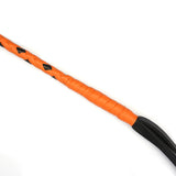 Japanese Professional Dominatrix Customized Whip with orange and black cross-braided leather handle, 100cm