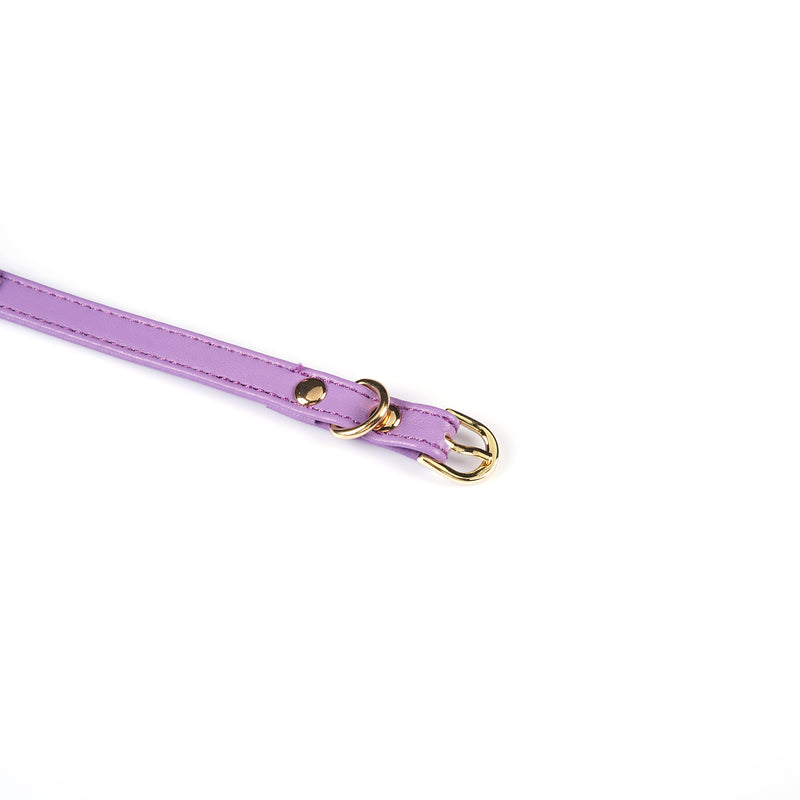Purple Italian leather choker with gold hardware, adjustable buckle, and sleek design from LIEBE SEELE