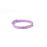 Purple Italian Leather Choker Letters Sexy with Gemstone