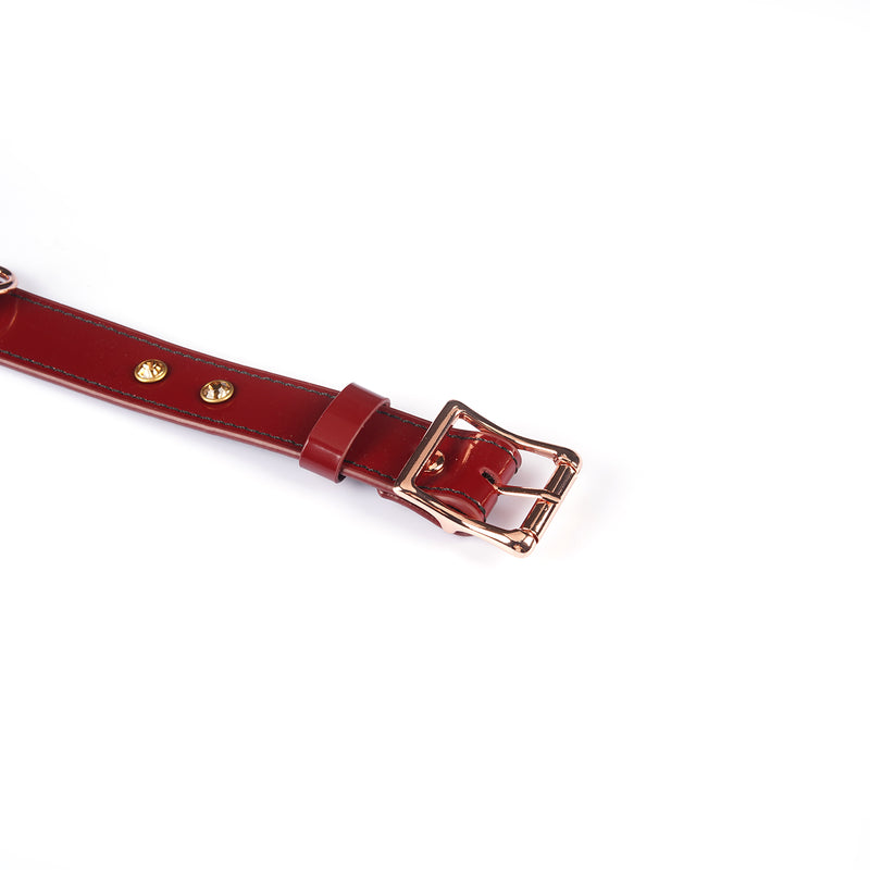 Burgundy Premium Patent Leather Choker O-Ring