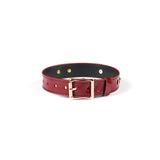 Burgundy Premium Patent Leather Choker with Rose Gold O-Ring and Adjustable Buckle