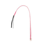 Japanese professional dominatrix customized whip, 100cm long, with a two-color pink and white cross braided handle and flexible black fall, ideal for precision control in bondage play