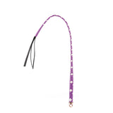 Japanese Professional Dominatrix Customized Whip, 100cm long, hand-made with purple and black leather, two-color cross-braided pattern, designed for precision in bondage and domination