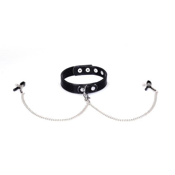 Metallic Shade : Vegan Collar with Nipple Clamps