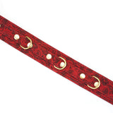 Luxury red rosy lamb suede leather collar with copper metal accents from Kinbaku Ukiyo-e series