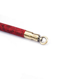 Red rosy lamb suede leather spreader bar with copper-plated metal ring from the Kinbaku Ukiyoe series