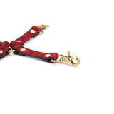 Kinbaku Ukiyoe luxury red rosy lamb suede leather hogtie with copper clips and Japanese art-inspired patterns