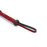 Kinbaku Ukiyoe Luxury Red Rosy Lamb Suede Leather Flogger with Embossed Design and Black Loop Handle