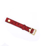 Red rosy lamb suede leather strap with golden buckle from Kinbaku Ukiyo-e Ball Gag series