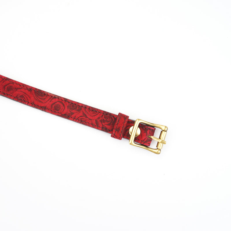 Kinbaku Ukiyoe luxury red rosy lamb suede leather blindfold with copper-plated buckle