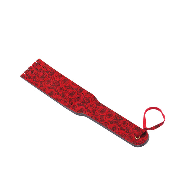 Kinbaku Ukiyoe luxury red rosy lamb suede leather paddle with floral pattern for bondage play