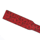 Kinbaku Ukiyoe luxury red leather paddle with embossed rose pattern for BDSM games