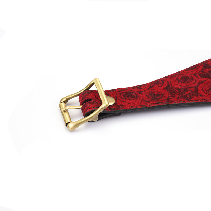 Luxury red rosy lamb suede leather strap with gold-tone buckle from Kinbaku Ukiyoe series
