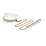White & Green Fairy Leather Collar with Leash