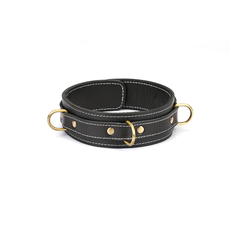 Warrior Princess: Thick Leather Collar with Chain Leash