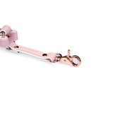 Pink leather hogtie with rose gold quick-release clip, part of LIEBE SEELE Fairy bondage kit collection