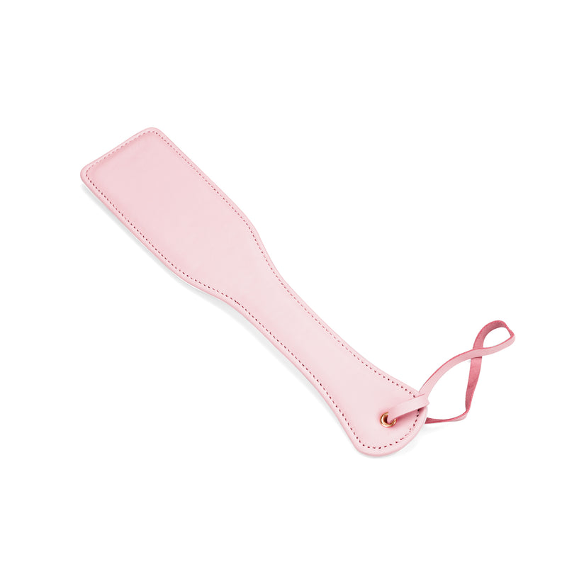 Pink Fairy leather spanking paddle with wrist strap for BDSM impact play